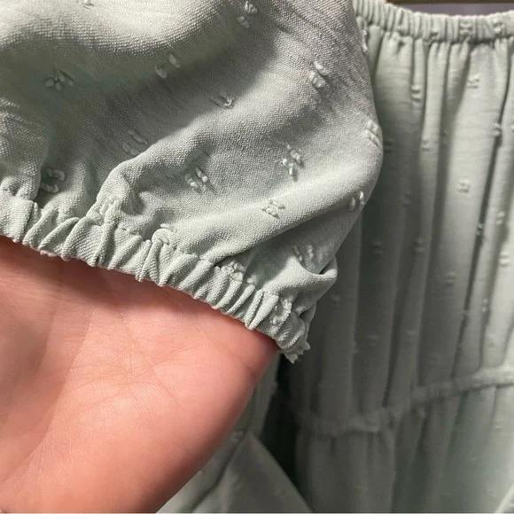 Eclipse Light Green Puff Sleeve Mini Dress Large - Picture 7 of 7